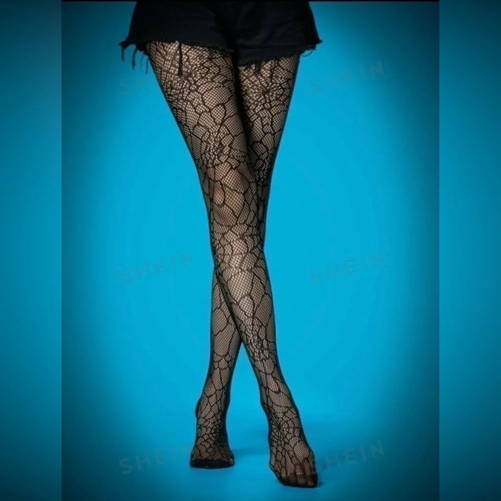Spider Web Pattern Mesh Tights